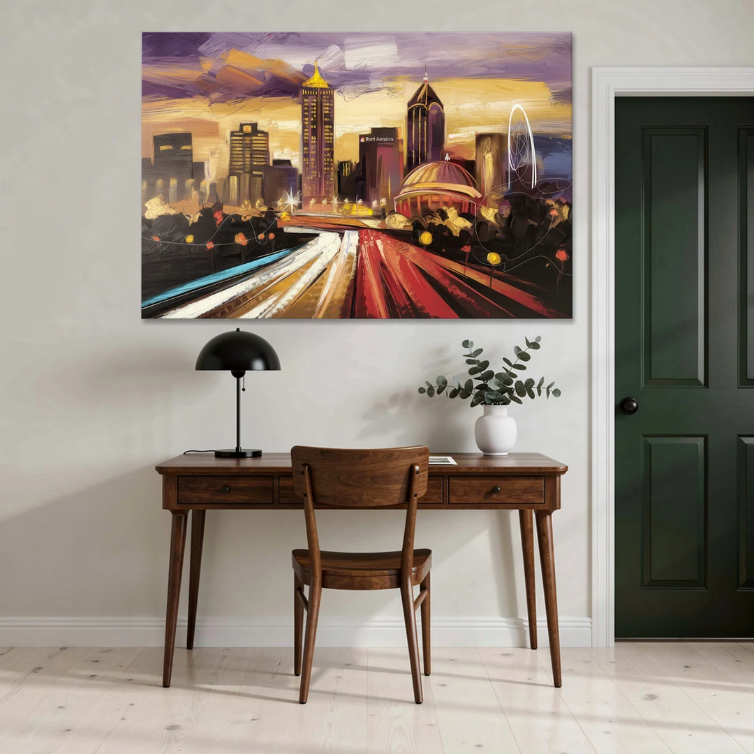 Atlanta Skyline With Georgia Dome - Canvas Wall Art - Office - 60x40