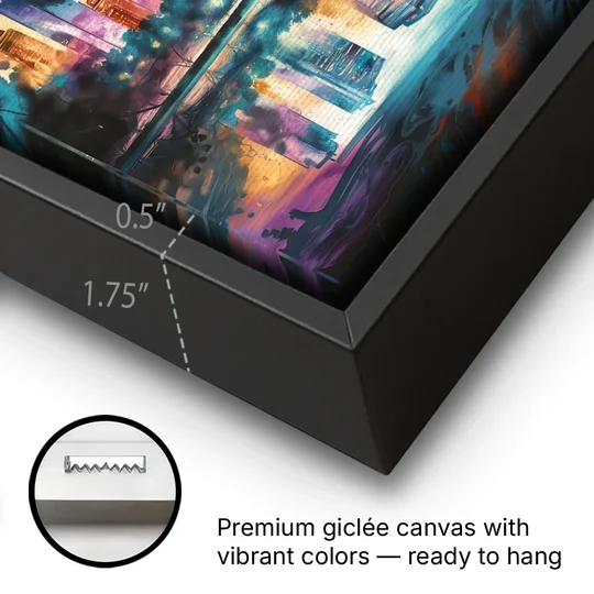 Atlanta Skyline With Reflection - Black Framed Canvas Wall Art - Gallery Wrap Corner