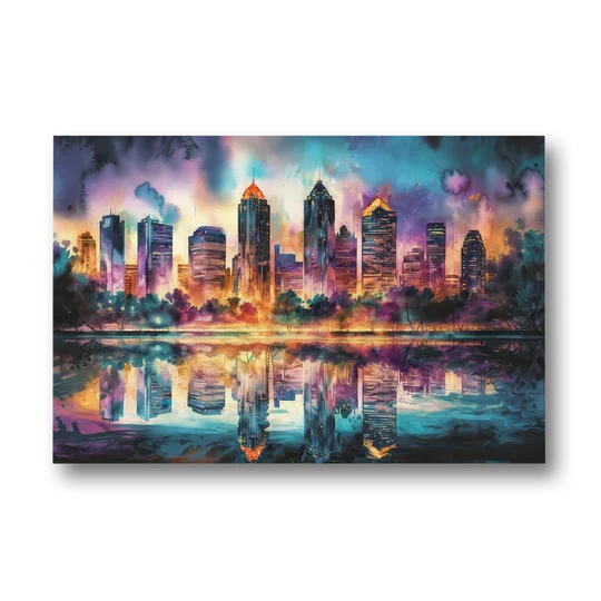 Atlanta Skyline With Reflection - Canvas Wall Art - Front