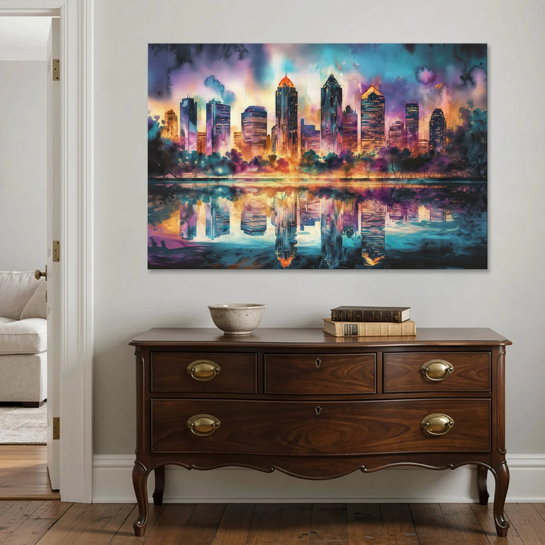 Atlanta Skyline With Reflection - Canvas Wall Art - Coffee Table - 60x40