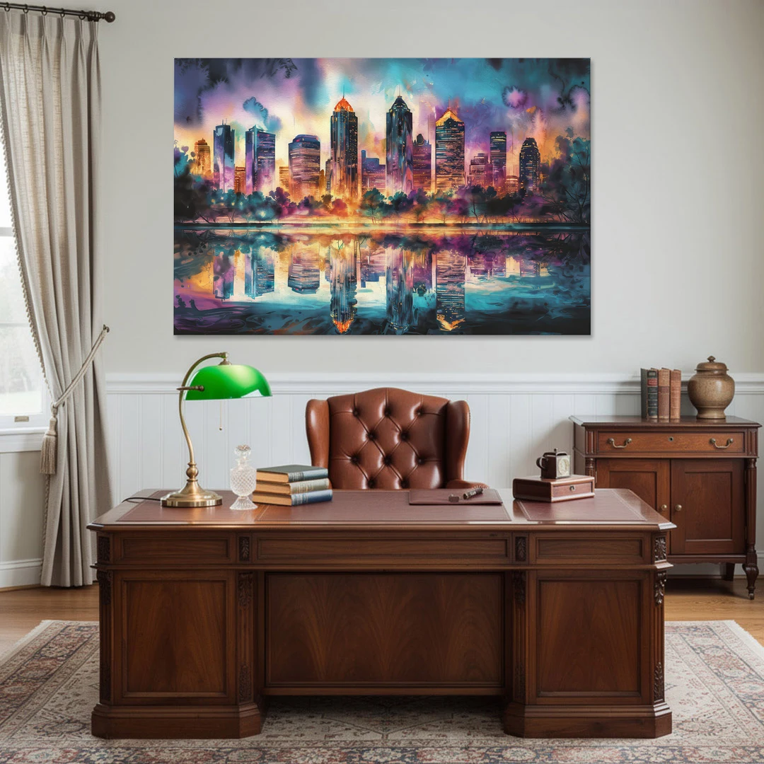 Atlanta Skyline With Reflection - Canvas Wall Art - Office - 60x40