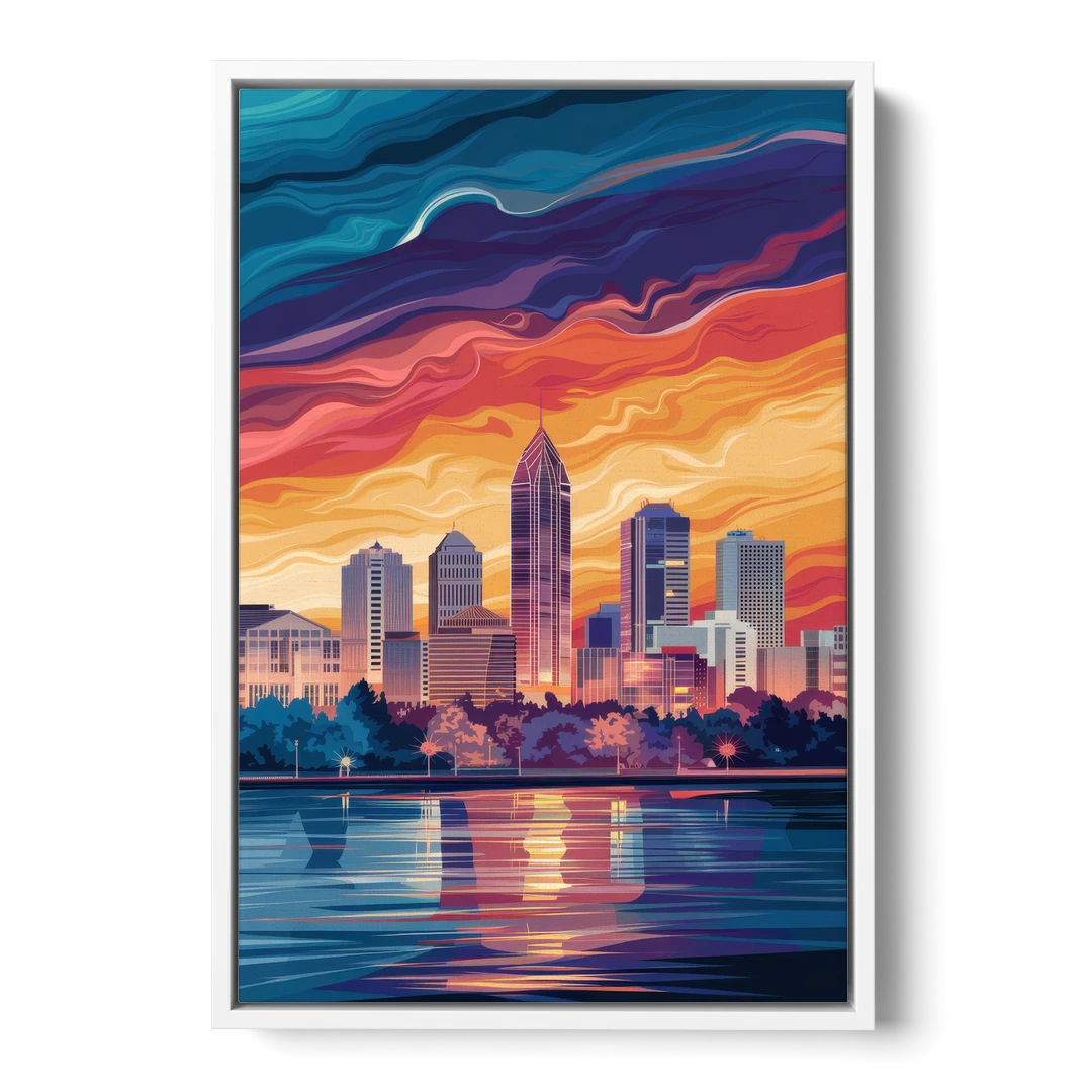 Atlanta Street Photography - White Framed Canvas Wall Art - Front