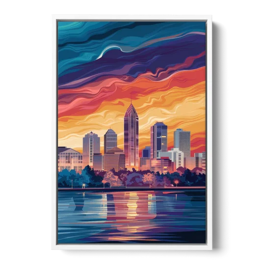 Atlanta Street Photography - White Framed Canvas Wall Art - Front