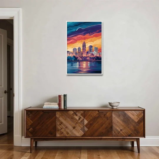 Atlanta Street Photography - White Framed Canvas Wall Art - Coffee Table - 24x36