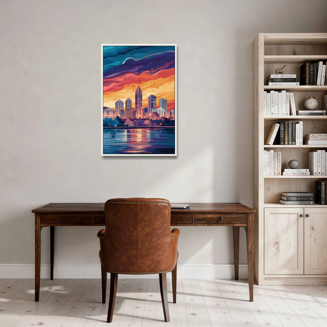 Atlanta Street Photography - White Framed Canvas Wall Art - Office - 24x36