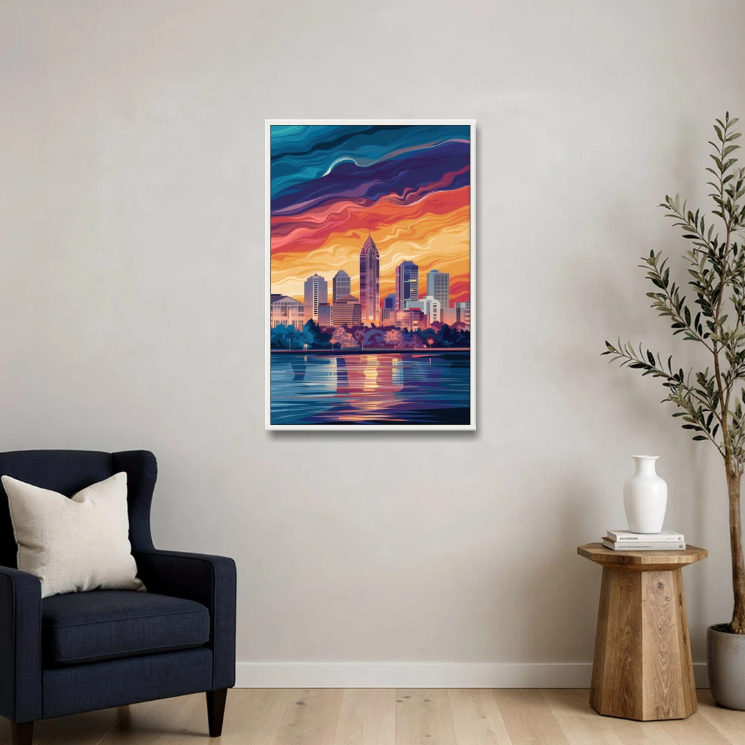 Atlanta Street Photography - White Framed Canvas Wall Art - Sofa - 24x36
