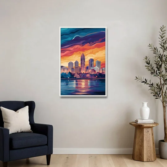 Atlanta Street Photography - White Framed Canvas Wall Art - Sofa - 24x36