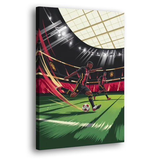 Atlanta United Soccer Action - Canvas Wall Art - Side