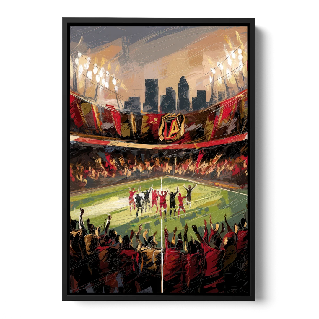 Atlanta United Team Celebration - Black Framed Canvas Wall Art - Front