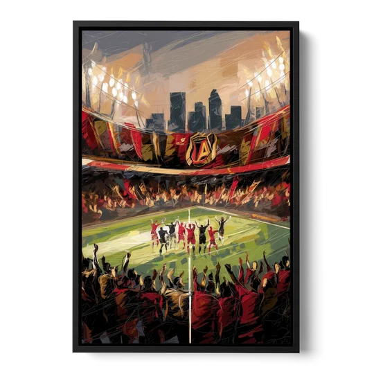 Atlanta United Team Celebration - Black Framed Canvas Wall Art - Front