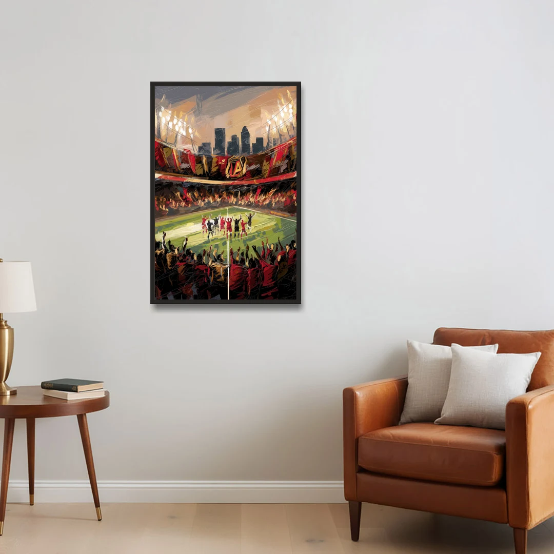 Atlanta United Team Celebration - Black Framed Canvas Wall Art - Sofa - 24x36