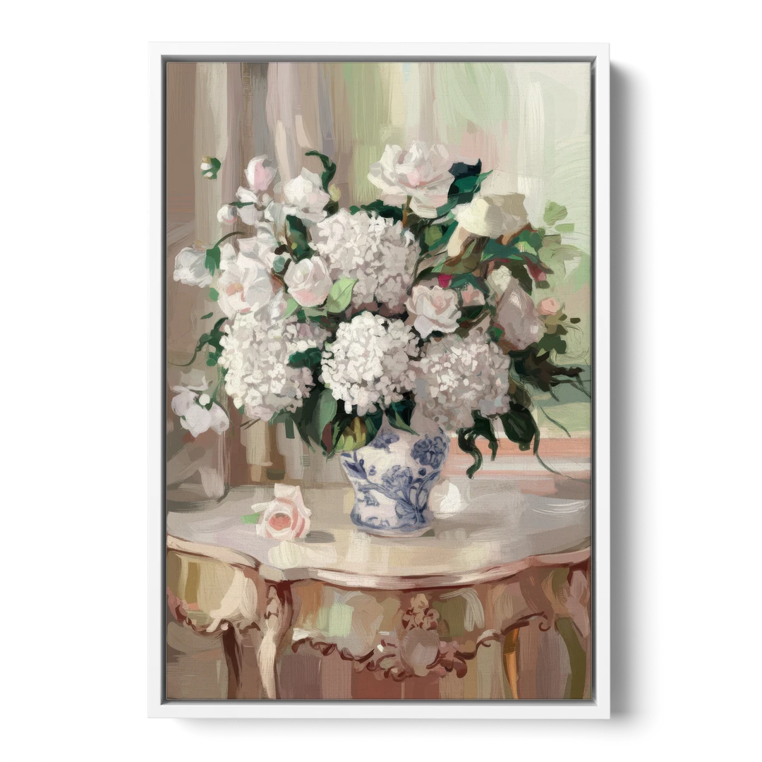 Augusta Classic Southern Charm - White Framed Canvas Wall Art - Front