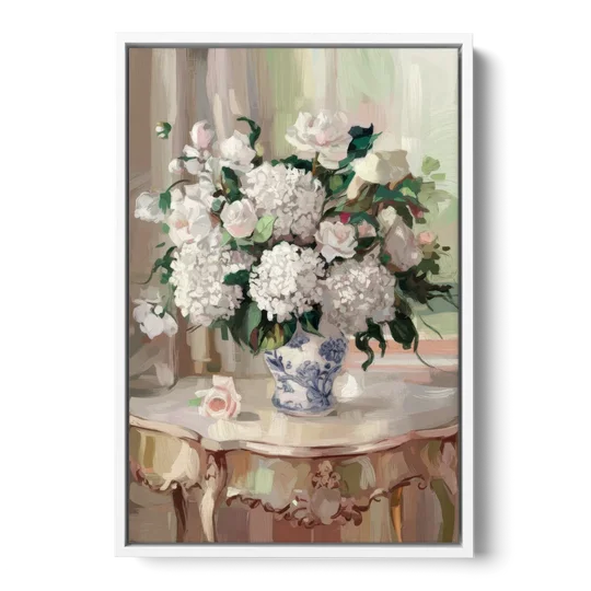 Augusta Classic Southern Charm - White Framed Canvas Wall Art - Front