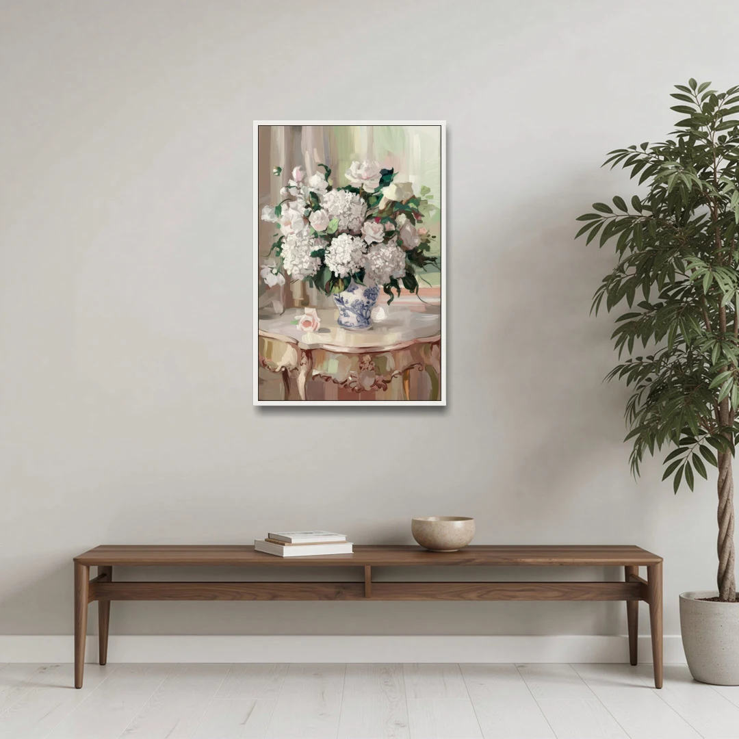 Augusta Classic Southern Charm - White Framed Canvas Wall Art - Coffee Table - 24x36