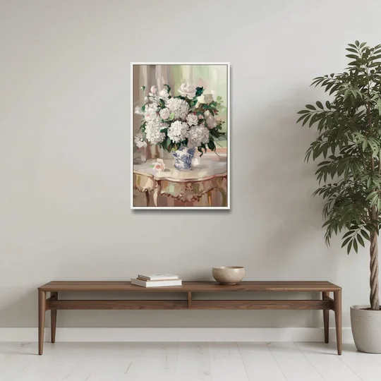 Augusta Classic Southern Charm - White Framed Canvas Wall Art - Coffee Table - 24x36