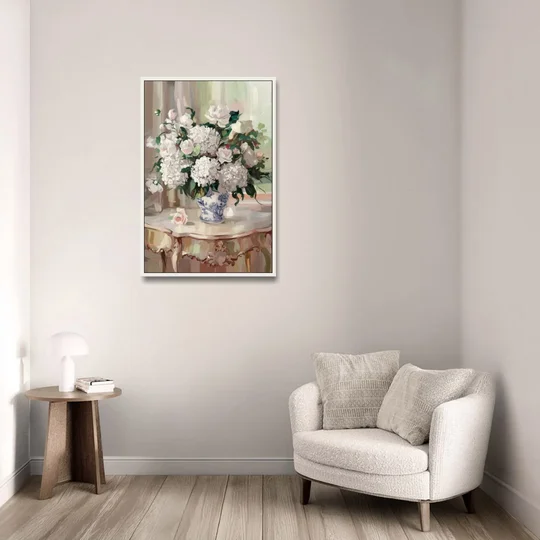 Augusta Classic Southern Charm - White Framed Canvas Wall Art - Sofa - 24x36