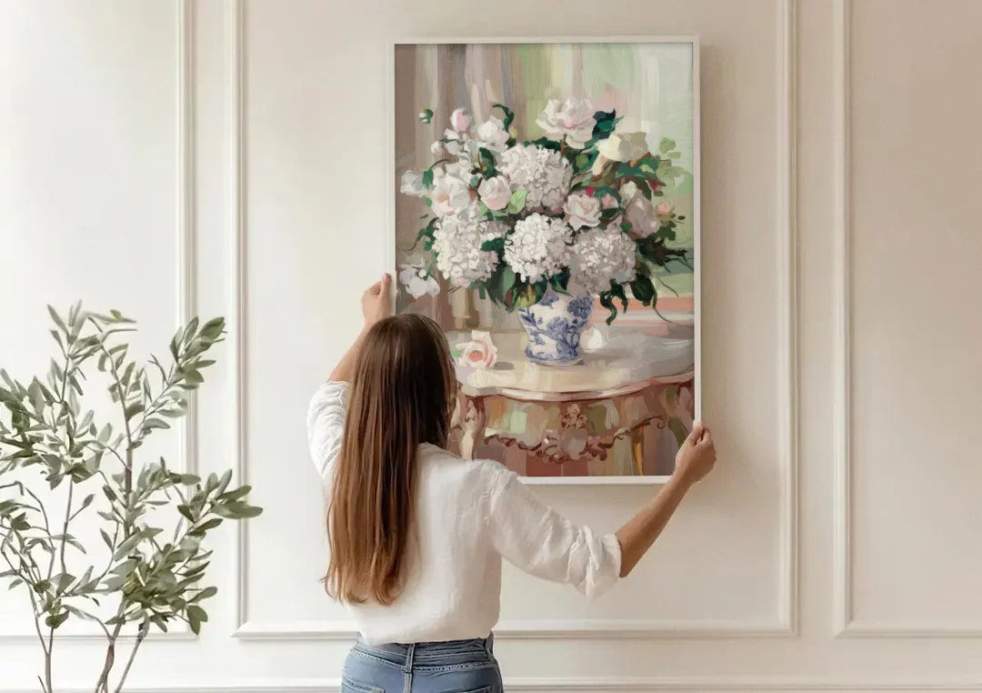 Augusta Classic Southern Charm canvas wall art being hung on a paneled wall