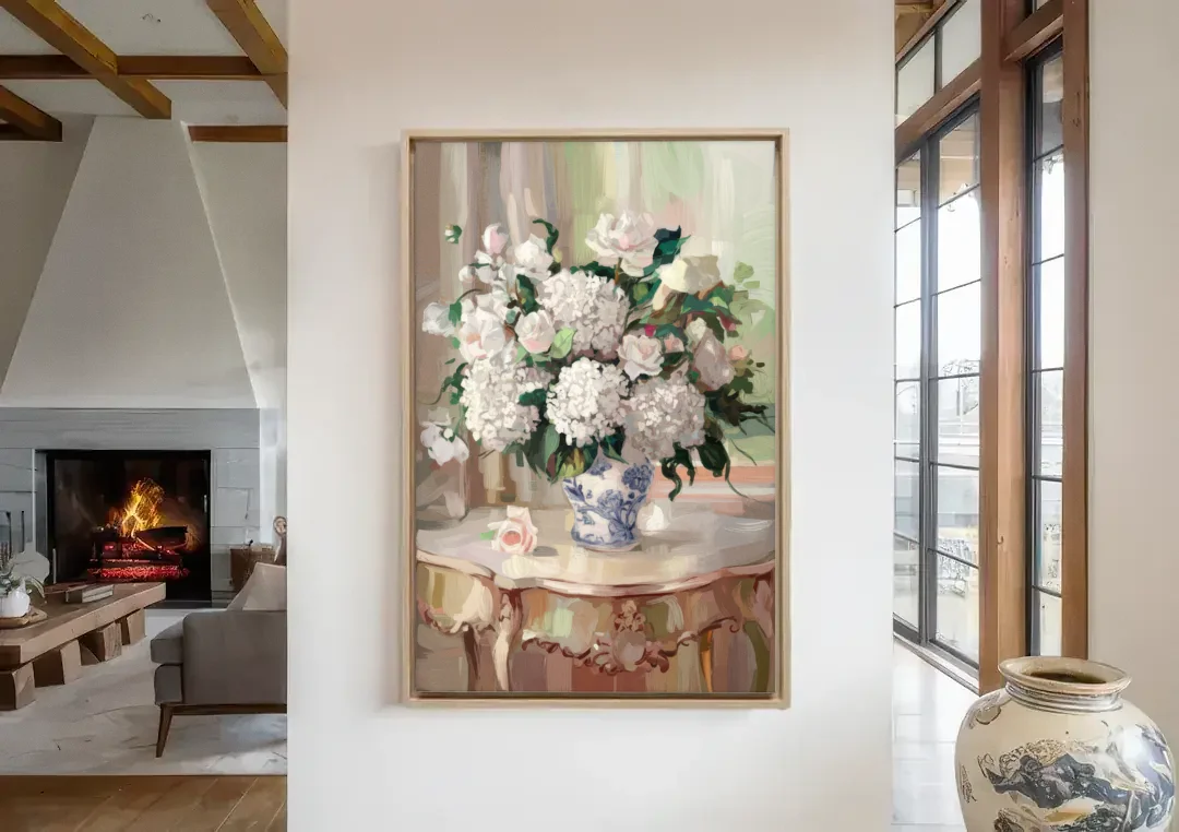 Augusta Classic Southern Charm canvas wall art in a living room with a fireplace