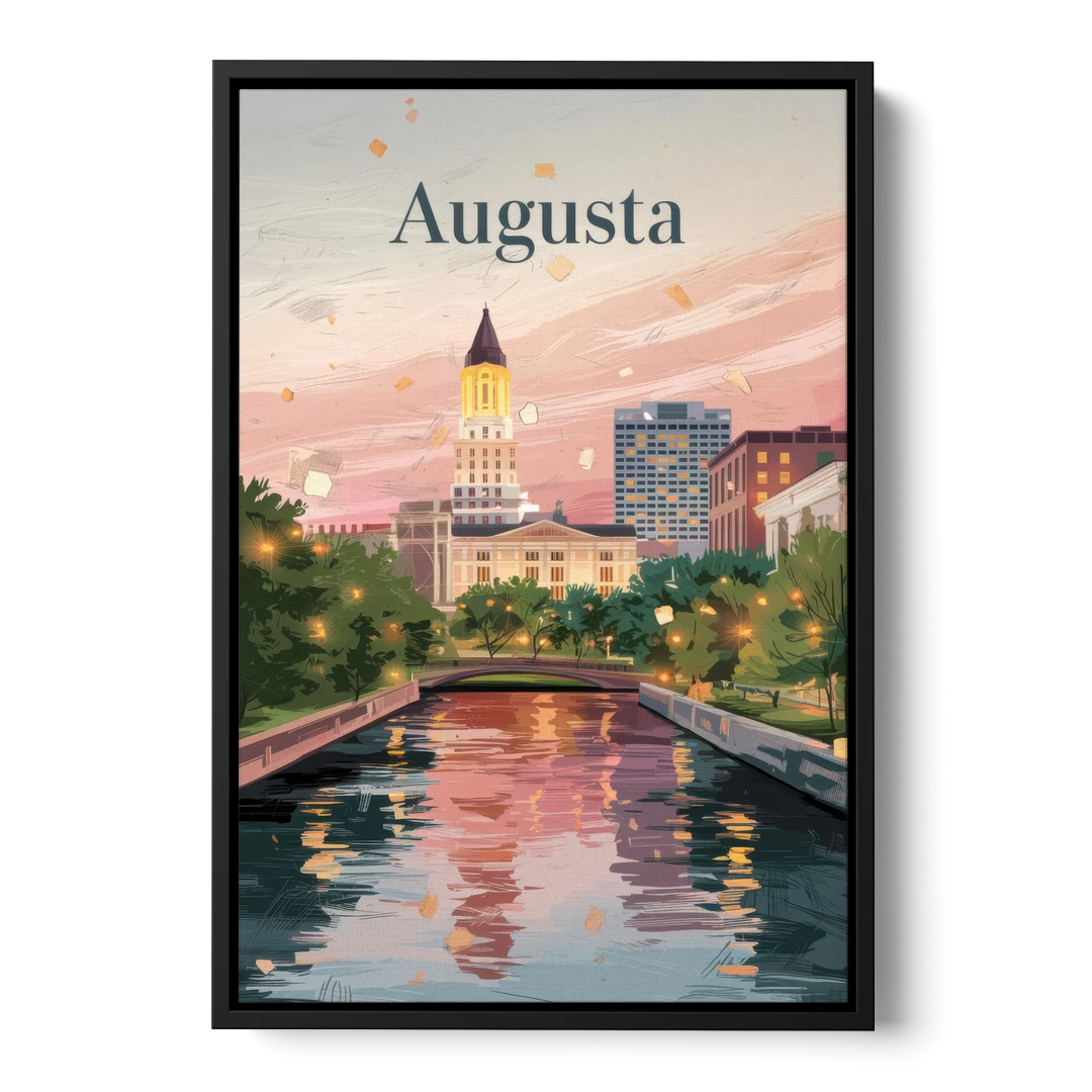 Augusta Historic Downtown Charm - Black Framed Canvas Wall Art - Front