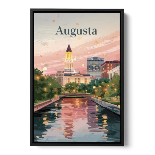 Augusta Historic Downtown Charm - Black Framed Canvas Wall Art - Front