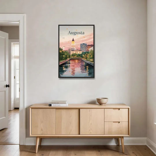 Augusta Historic Downtown Charm - Black Framed Canvas Wall Art - Coffee Table - 24x36