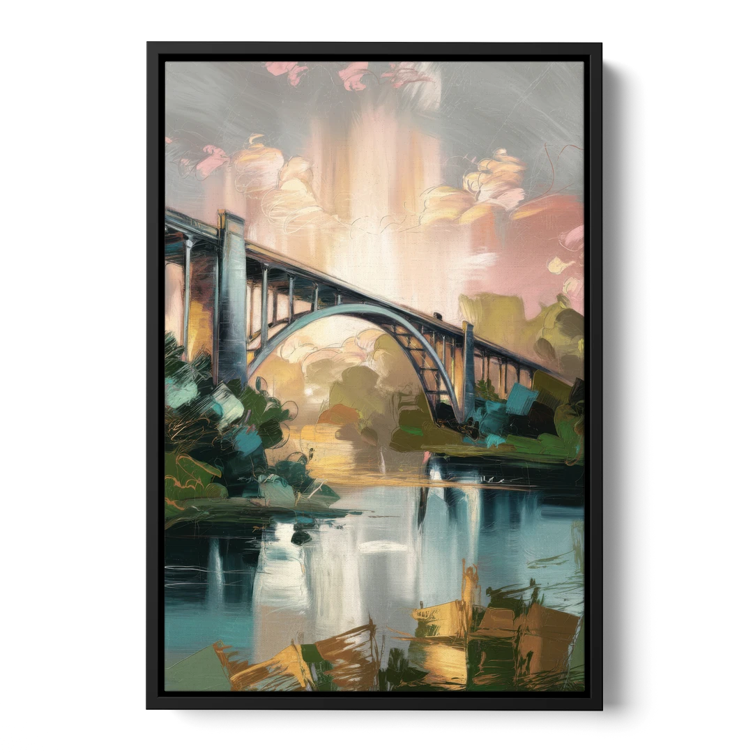 Augusta Iconic Bridge View - Black Framed Canvas Wall Art - Front