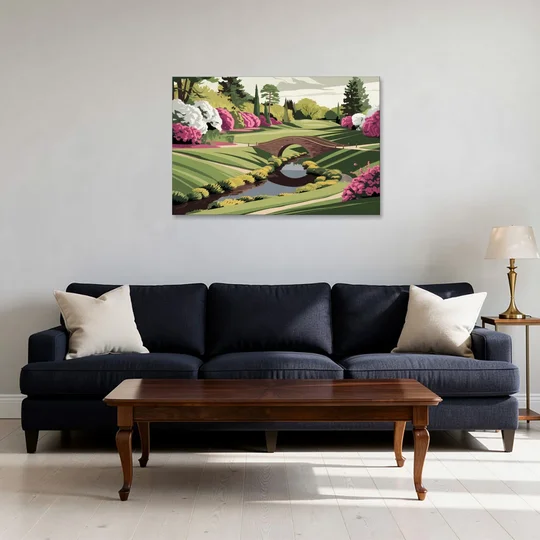 Augusta National Green Landscape - Canvas Wall Art - Sofa - 36x24