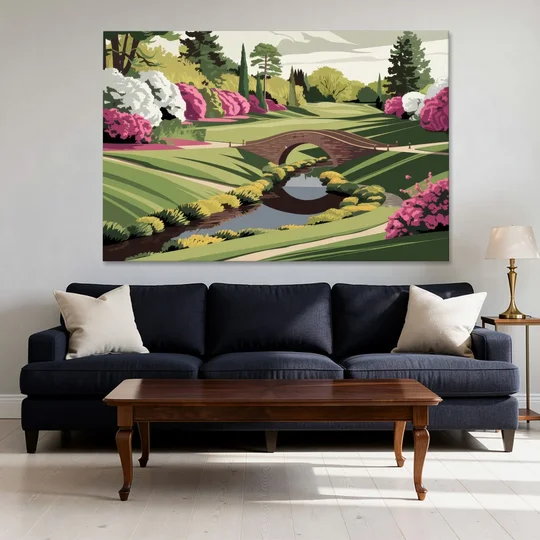 Augusta National Green Landscape - Canvas Wall Art - Sofa - 60x40