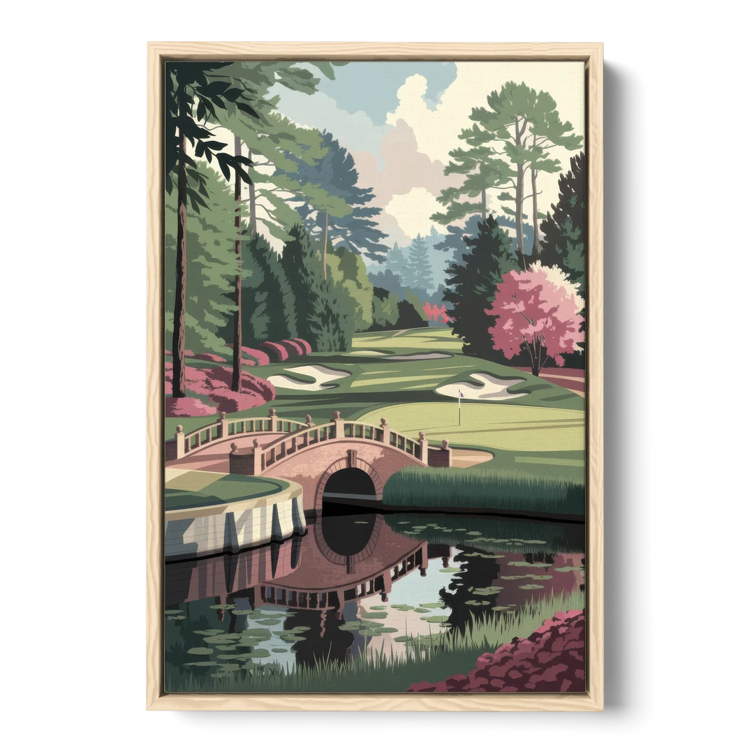 Augusta Scenic Golf Course - Oak Framed Canvas Wall Art - Front