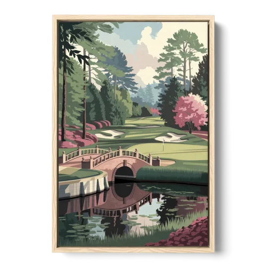 Augusta Scenic Golf Course - Oak Framed Canvas Wall Art - Front