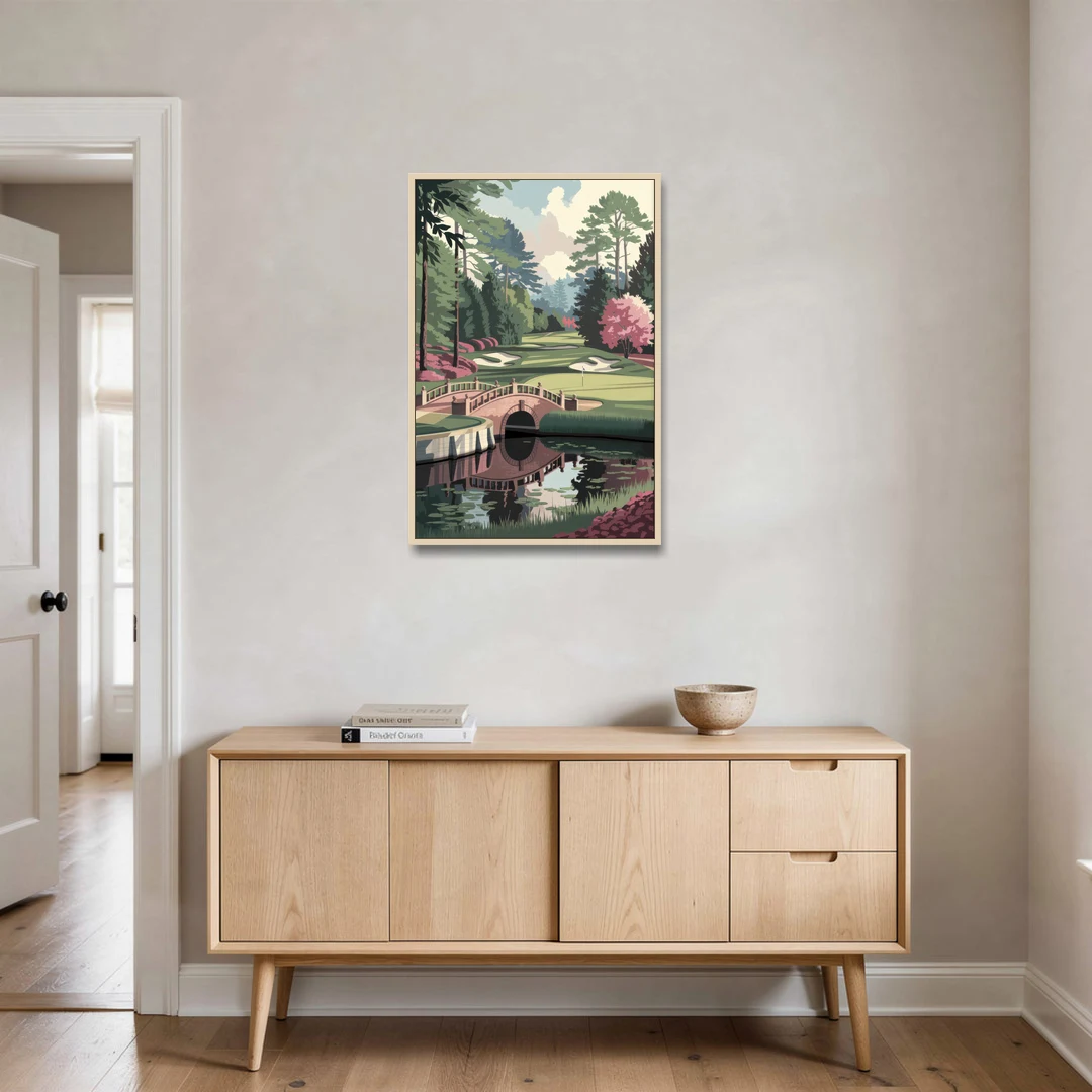Augusta Scenic Golf Course - Oak Framed Canvas Wall Art - Coffee Table - 24x36