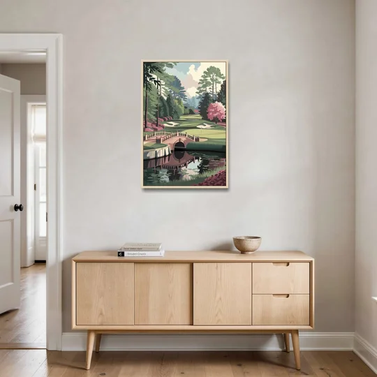 Augusta Scenic Golf Course - Oak Framed Canvas Wall Art - Coffee Table - 24x36