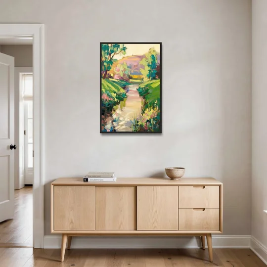 Augusta Serene Riverfront - Black Framed Canvas Wall Art - Coffee Table - 24x36