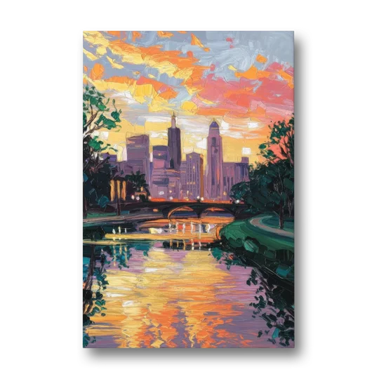 Augusta Sunset Over Skyline - Canvas Wall Art - Front