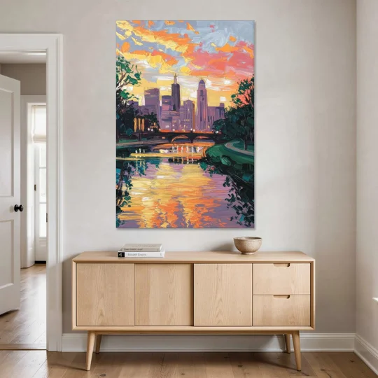 Augusta Sunset Over Skyline - Canvas Wall Art - Coffee Table - 40x60