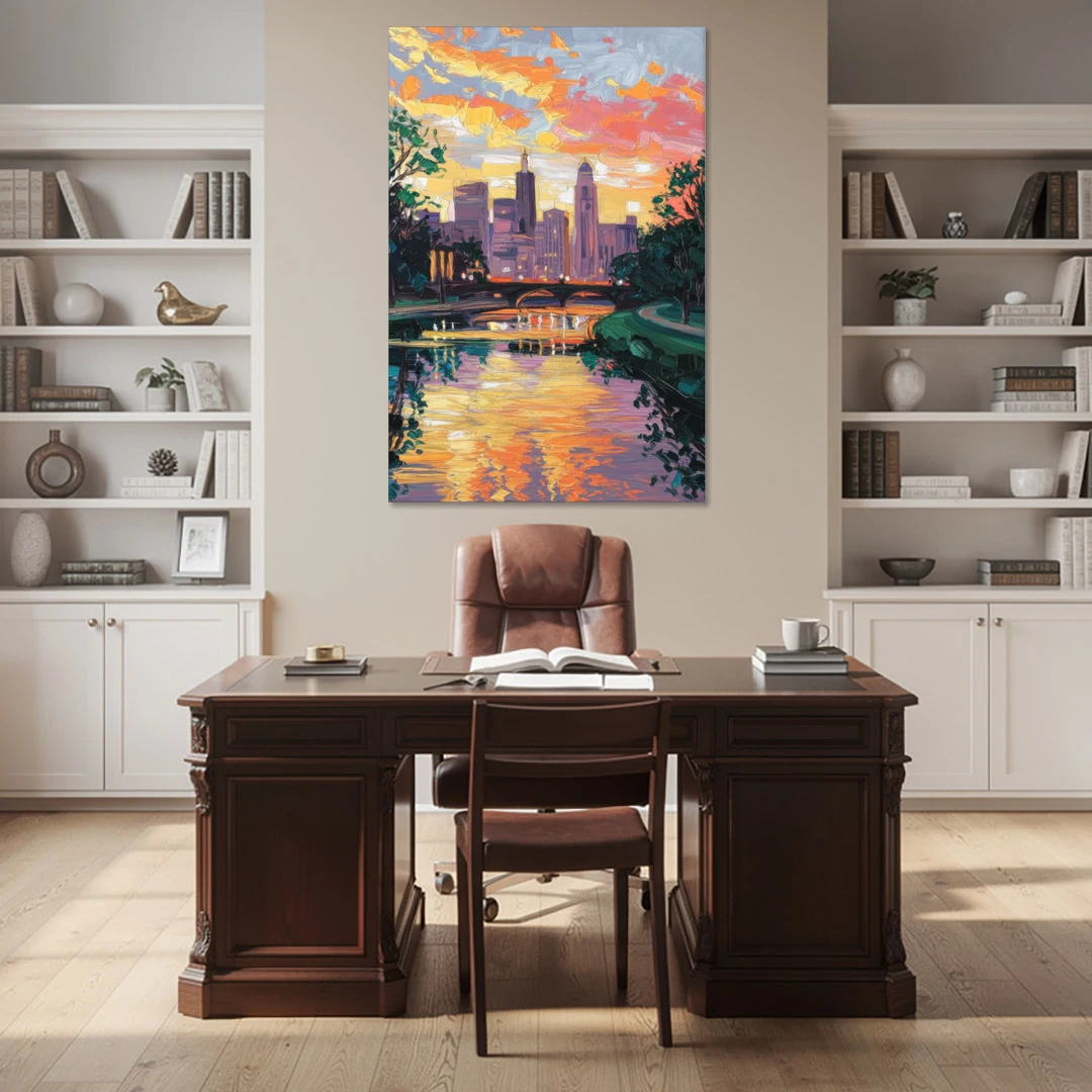 Augusta Sunset Over Skyline - Canvas Wall Art - Office - 40x60