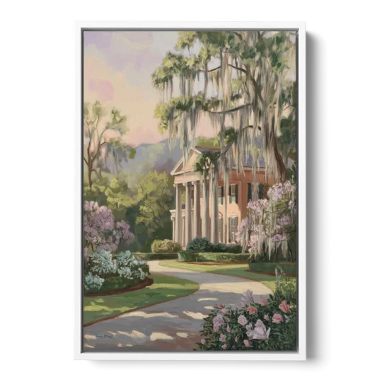 Augusta Timeless Southern Beauty - White Framed Canvas Wall Art - Front