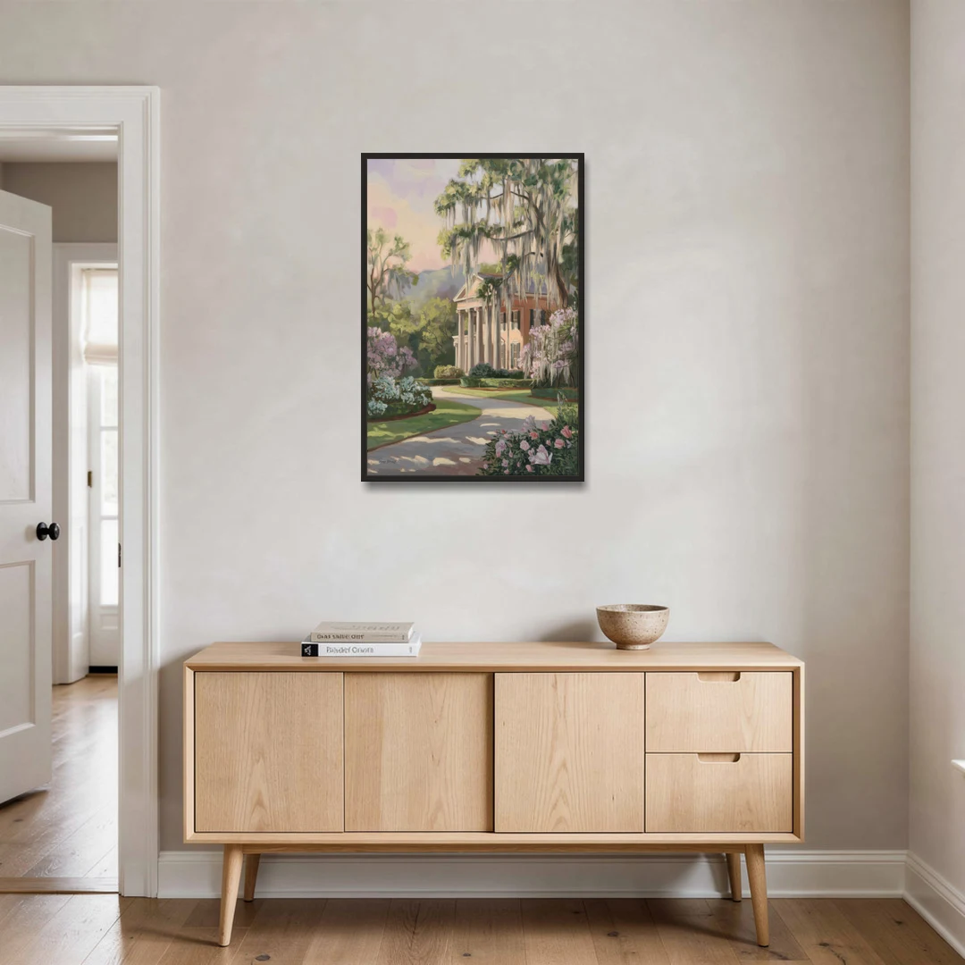 Augusta Timeless Southern Beauty - Black Framed Canvas Wall Art - Coffee Table - 24x36