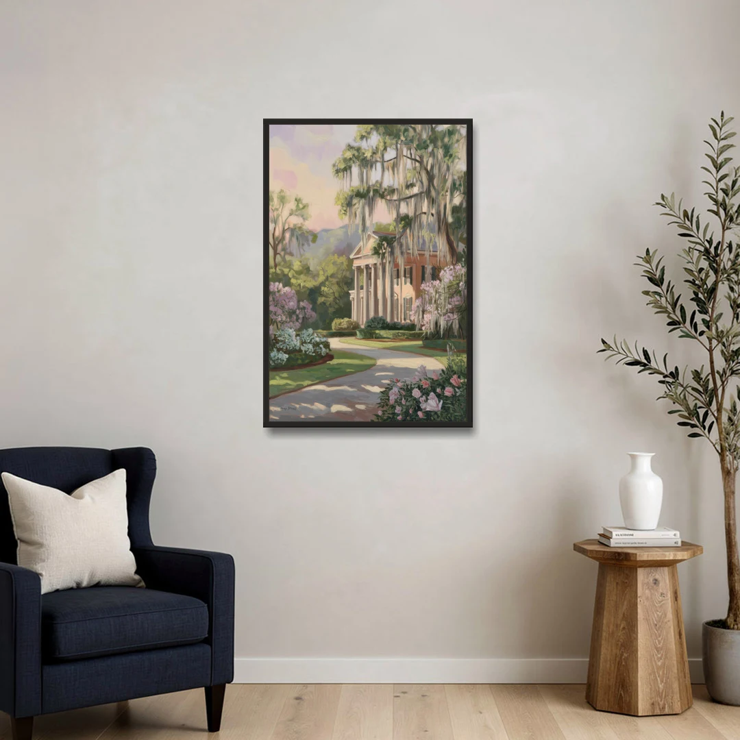 Augusta Timeless Southern Beauty - Black Framed Canvas Wall Art - Sofa - 24x36