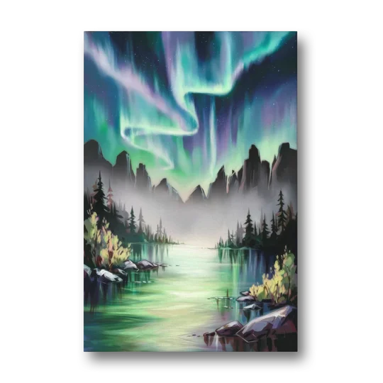 Aurora Borealis Landscape - Canvas Wall Art - Front