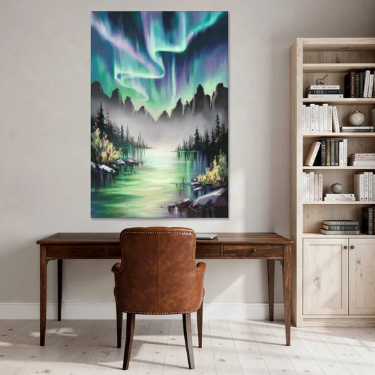 Aurora Borealis Landscape - Canvas Wall Art - Office - 40x60