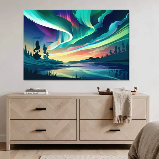 Aurora Borealis Sky - Canvas Wall Art - Coffee Table - 60x40