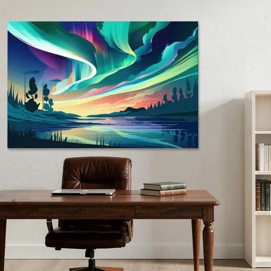 Aurora Borealis Sky - Canvas Wall Art - Office - 60x40
