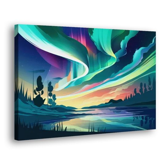 Aurora Borealis Sky - Canvas Wall Art - Side