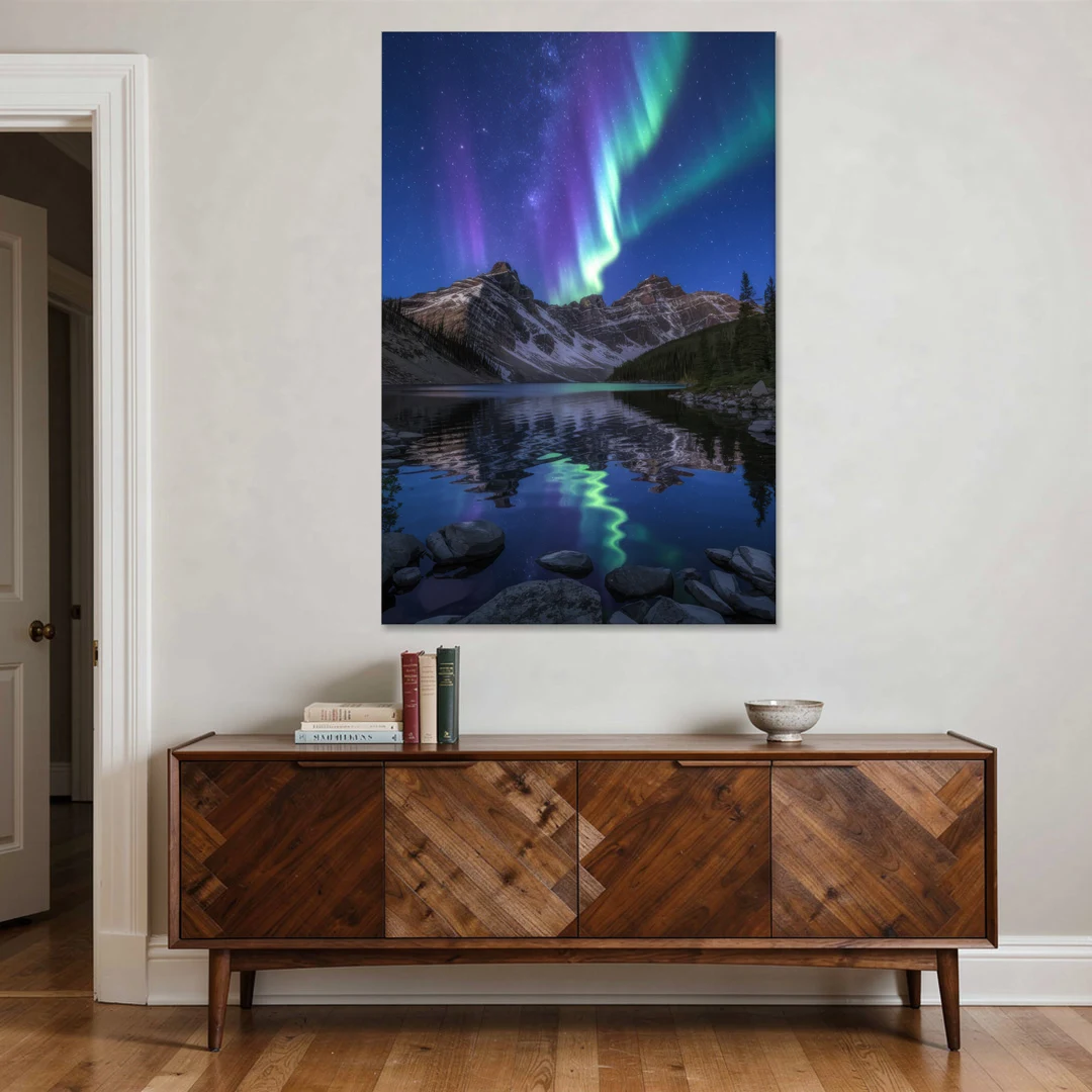 Aurora Mountain Reflection - Canvas Wall Art - Coffee Table - 40x60