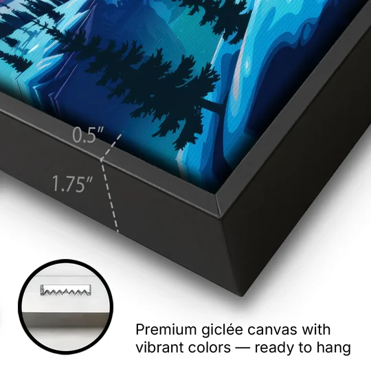 Aurora Night Horizon - Black Framed Canvas Wall Art - Gallery Wrap Corner
