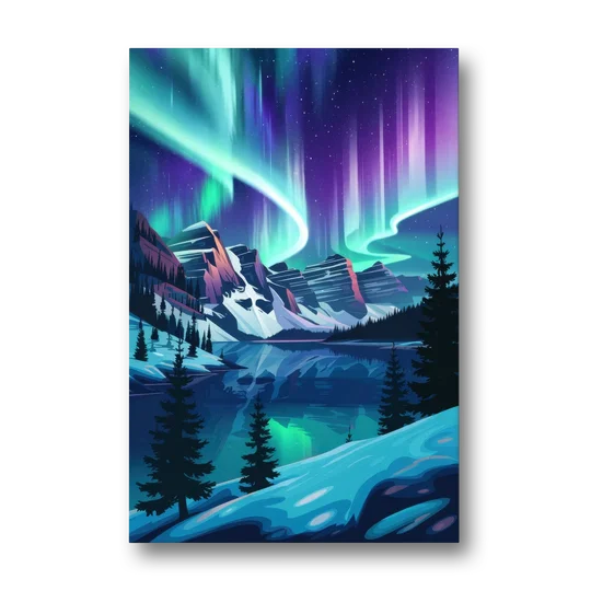 Aurora Night Horizon - Canvas Wall Art - Front