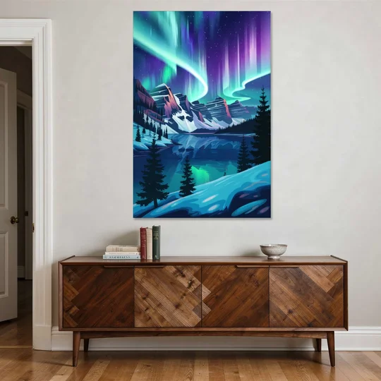 Aurora Night Horizon - Canvas Wall Art - Coffee Table - 40x60