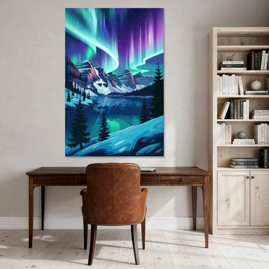 Aurora Night Horizon - Canvas Wall Art - Office - 40x60