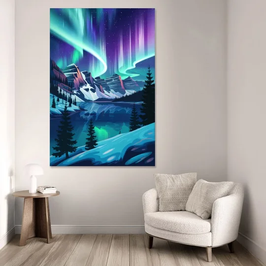 Aurora Night Horizon - Canvas Wall Art - Sofa - 40x60